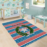 Texas Christmas Area Rug with Blue and Red Striped Festive Pattern Lone Star and Santa Motif - Wonder Print Shop