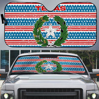 Texas Christmas Auto Sun Shade with Blue and Red Striped Festive Pattern Lone Star and Santa Motif - Wonder Print Shop