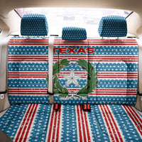 Texas Christmas Back Car Seat Cover with Blue and Red Striped Festive Pattern Lone Star and Santa Motif - Wonder Print Shop