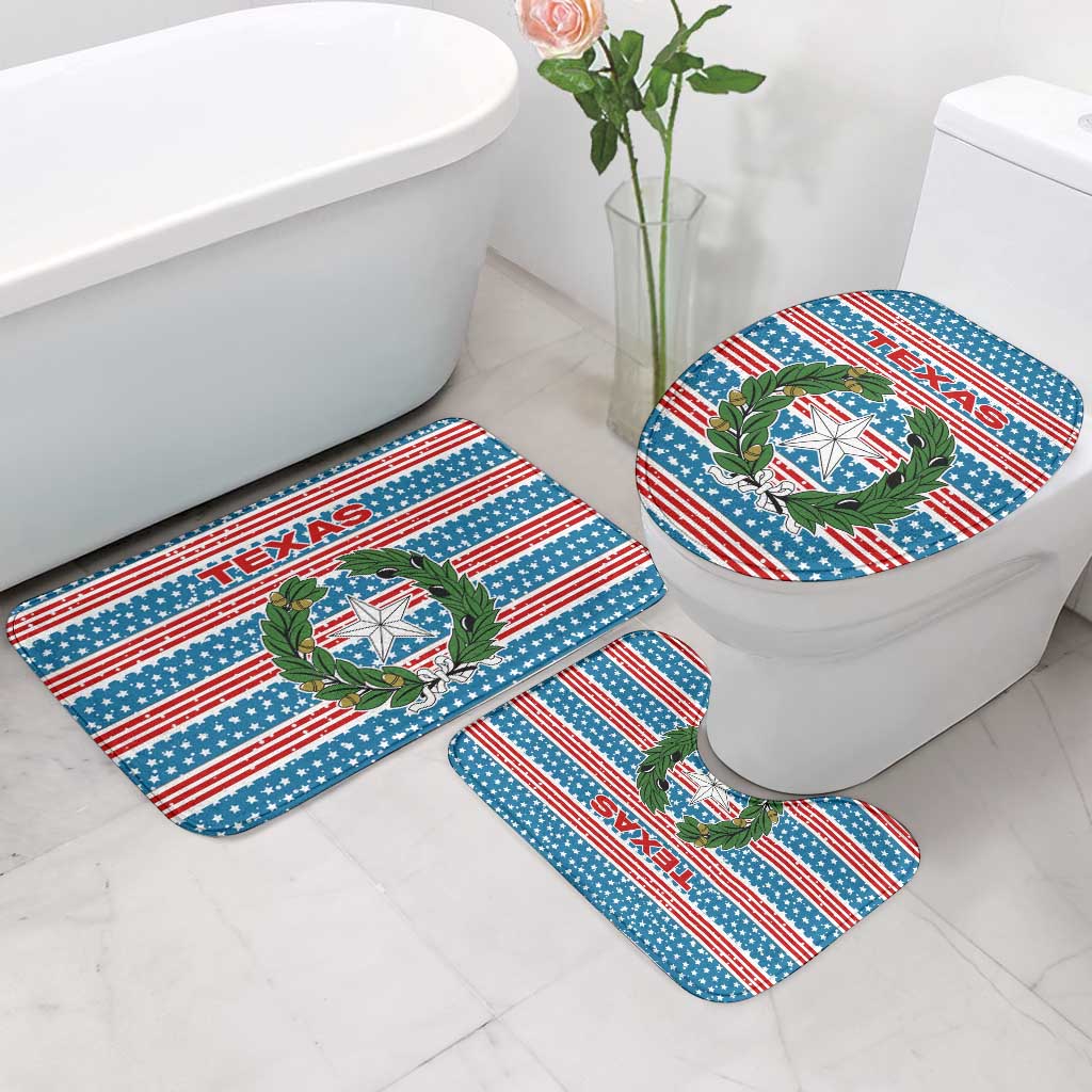 Texas Christmas Bathroom Set with Blue and Red Striped Festive Pattern Lone Star and Santa Motif - Wonder Print Shop