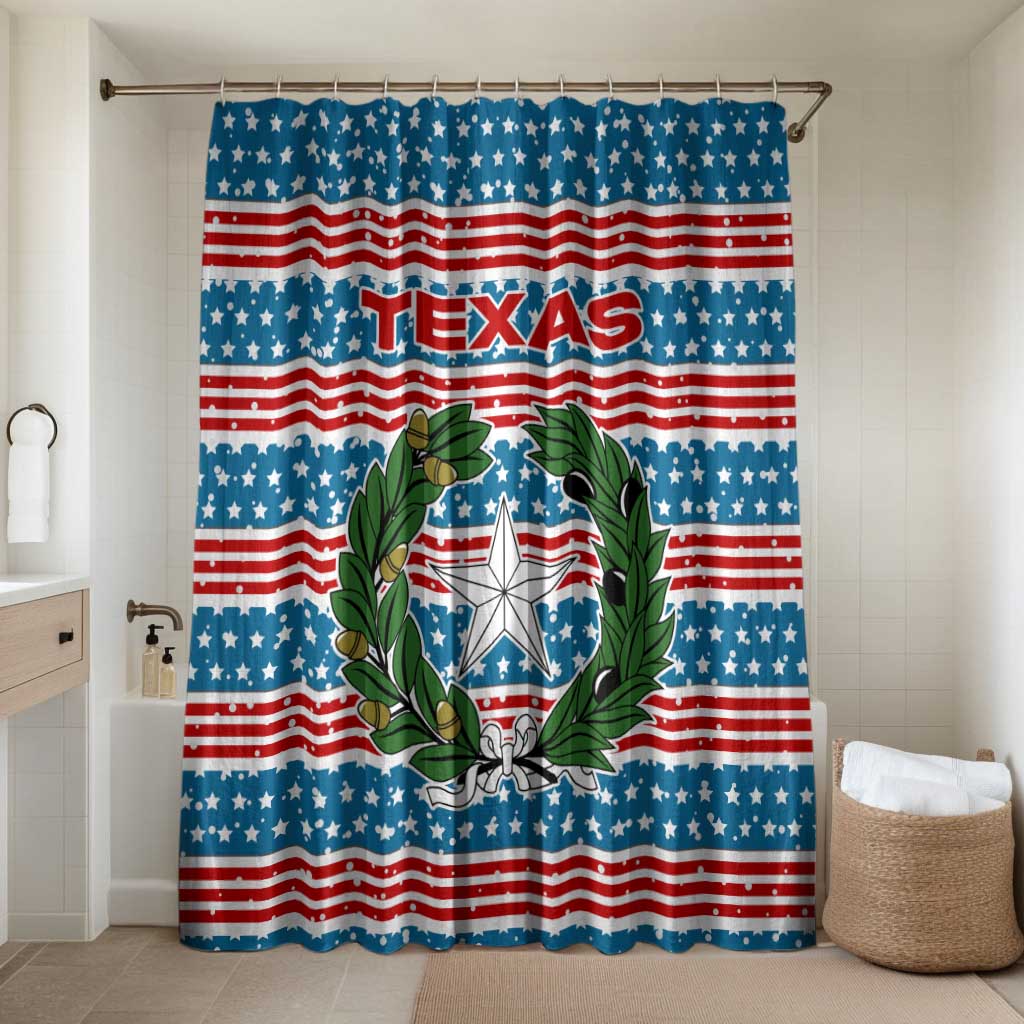 Texas Christmas Bathroom Set with Blue and Red Striped Festive Pattern Lone Star and Santa Motif - Wonder Print Shop