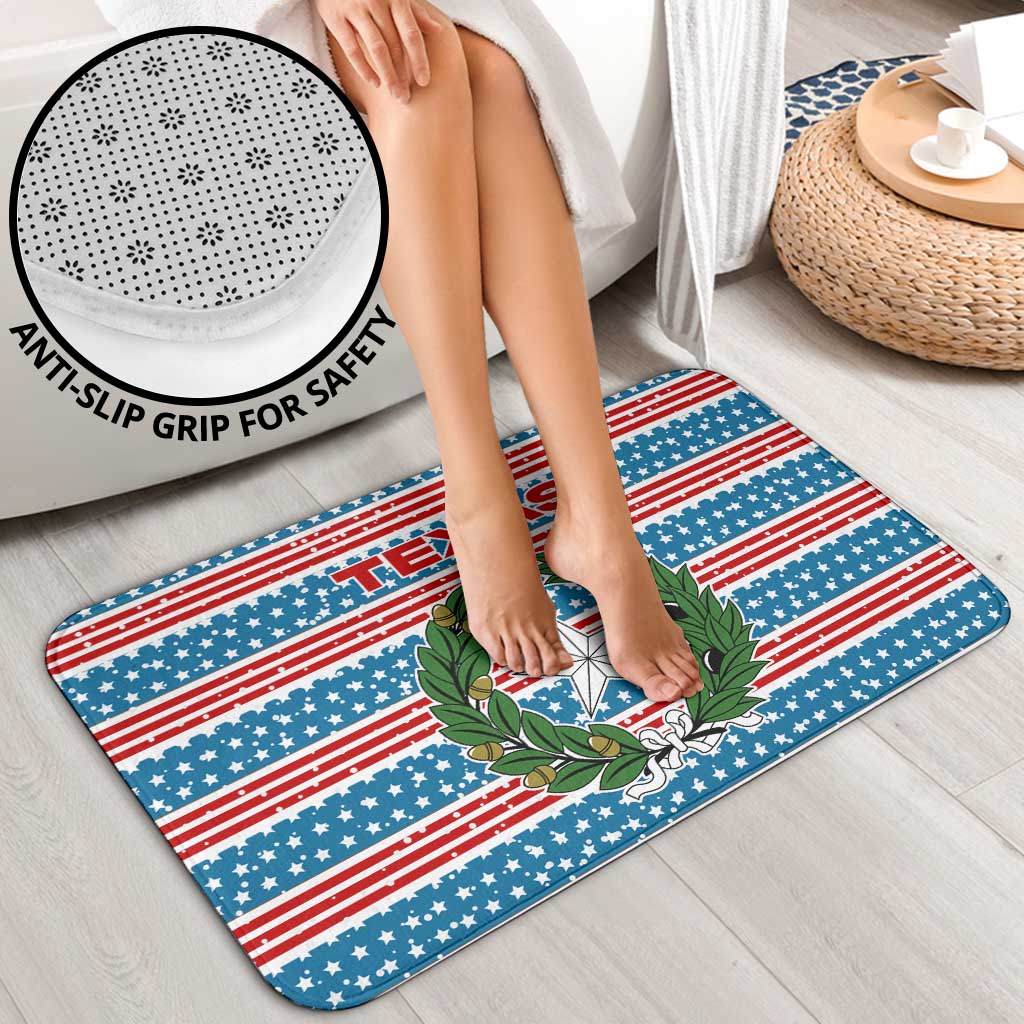 Texas Christmas Bathroom Set with Blue and Red Striped Festive Pattern Lone Star and Santa Motif - Wonder Print Shop