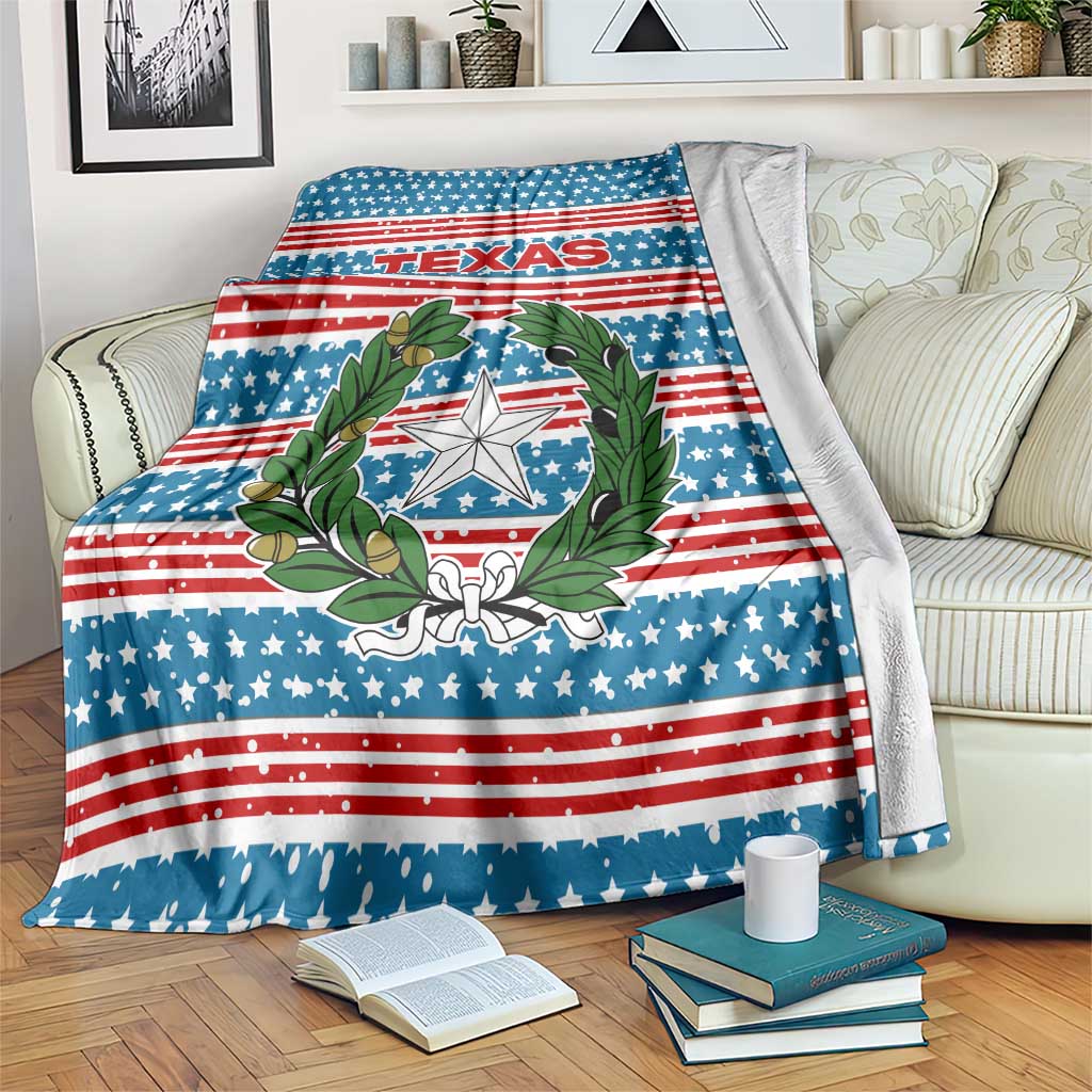 Texas Christmas Blanket with Blue and Red Striped Festive Pattern Lone Star and Santa Motif - Wonder Print Shop