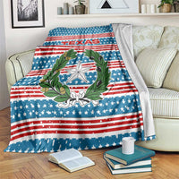 Texas Christmas Blanket with Blue and Red Striped Festive Pattern Lone Star and Santa Motif - Wonder Print Shop