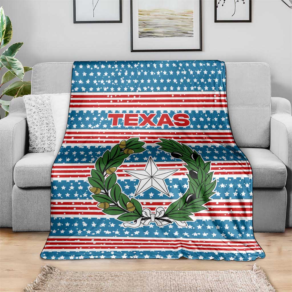 Texas Christmas Blanket with Blue and Red Striped Festive Pattern Lone Star and Santa Motif - Wonder Print Shop