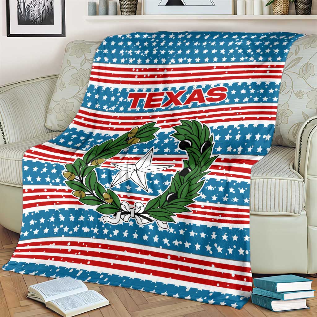 Texas Christmas Blanket with Blue and Red Striped Festive Pattern Lone Star and Santa Motif - Wonder Print Shop