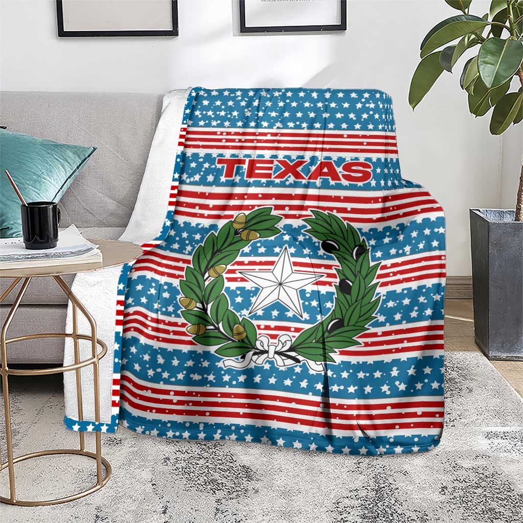 Texas Christmas Blanket with Blue and Red Striped Festive Pattern Lone Star and Santa Motif - Wonder Print Shop