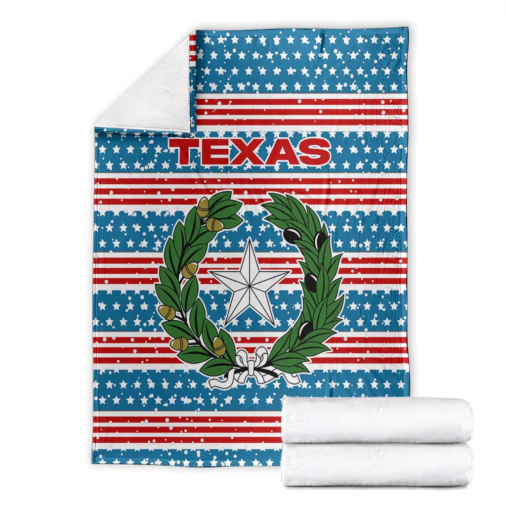Texas Christmas Blanket with Blue and Red Striped Festive Pattern Lone Star and Santa Motif - Wonder Print Shop