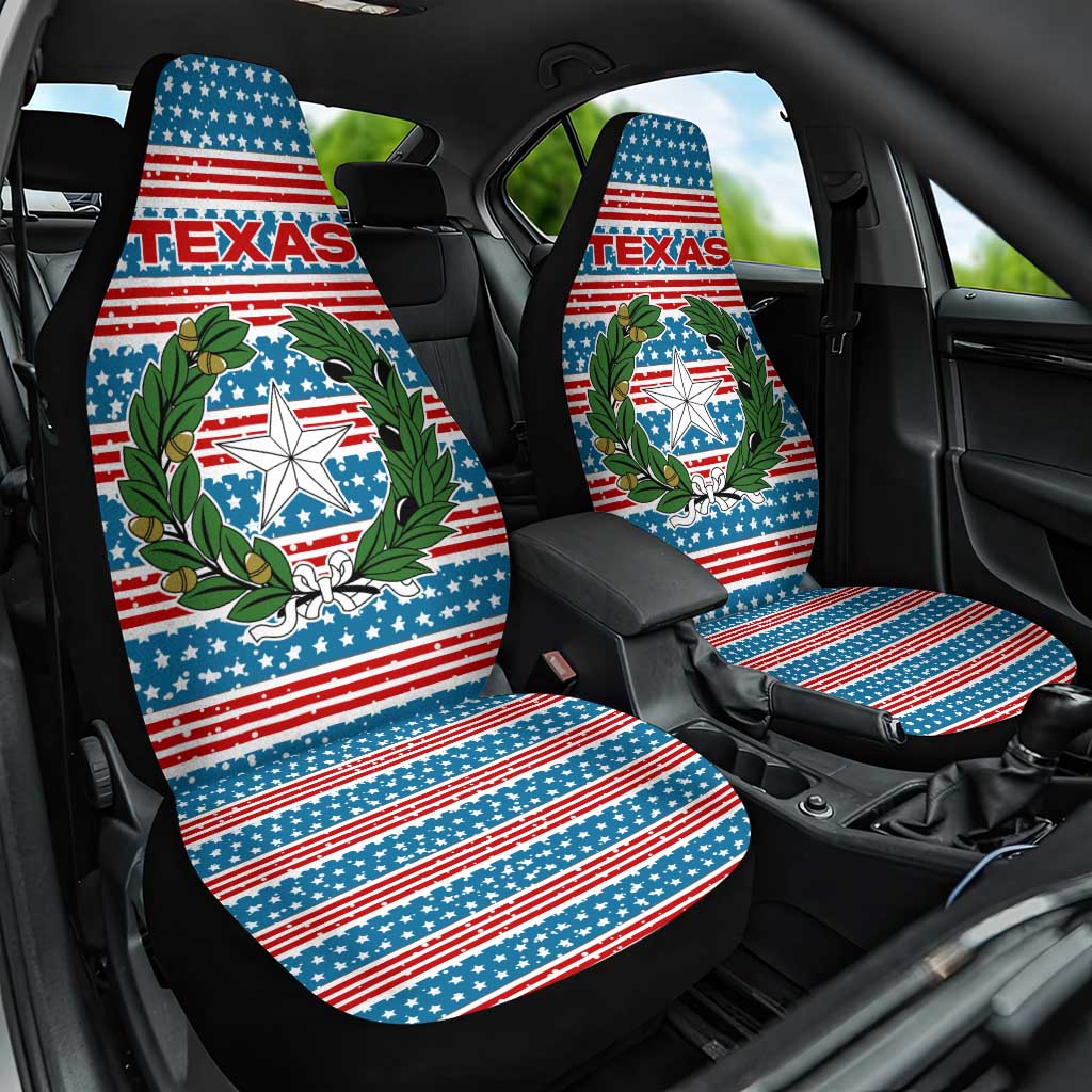 Texas Christmas Car Seat Cover with Blue and Red Striped Festive Pattern Lone Star and Santa Motif - Wonder Print Shop