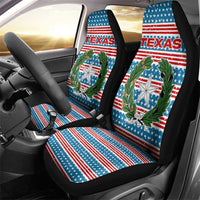 Texas Christmas Car Seat Cover with Blue and Red Striped Festive Pattern Lone Star and Santa Motif - Wonder Print Shop