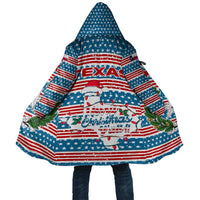 Texas Christmas Cloak with Blue and Red Striped Festive Pattern Lone Star and Santa Motif - Wonder Print Shop