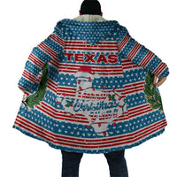 Texas Christmas Cloak with Blue and Red Striped Festive Pattern Lone Star and Santa Motif - Wonder Print Shop