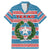 Texas Christmas Family Matching Mermaid Dress and Hawaiian Shirt with Blue and Red Striped Festive Pattern Lone Star and Santa Motif - Wonder Print Shop