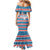 Texas Christmas Family Matching Mermaid Dress and Hawaiian Shirt with Blue and Red Striped Festive Pattern Lone Star and Santa Motif - Wonder Print Shop