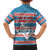 Texas Christmas Family Matching Off The Shoulder Long Sleeve Dress and Hawaiian Shirt with Blue and Red Striped Festive Pattern Lone Star and Santa Motif - Wonder Print Shop
