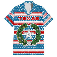 Texas Christmas Family Matching Off The Shoulder Long Sleeve Dress and Hawaiian Shirt with Blue and Red Striped Festive Pattern Lone Star and Santa Motif - Wonder Print Shop