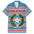 Texas Christmas Family Matching Off The Shoulder Long Sleeve Dress and Hawaiian Shirt with Blue and Red Striped Festive Pattern Lone Star and Santa Motif - Wonder Print Shop
