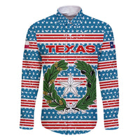 Texas Christmas Family Matching Off The Shoulder Long Sleeve Dress and Hawaiian Shirt with Blue and Red Striped Festive Pattern Lone Star and Santa Motif - Wonder Print Shop