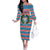 Texas Christmas Family Matching Off The Shoulder Long Sleeve Dress and Hawaiian Shirt with Blue and Red Striped Festive Pattern Lone Star and Santa Motif - Wonder Print Shop