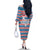 Texas Christmas Family Matching Off The Shoulder Long Sleeve Dress and Hawaiian Shirt with Blue and Red Striped Festive Pattern Lone Star and Santa Motif - Wonder Print Shop