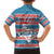 Texas Christmas Family Matching Off Shoulder Maxi Dress and Hawaiian Shirt with Blue and Red Striped Festive Pattern Lone Star and Santa Motif - Wonder Print Shop