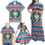 Texas Christmas Family Matching Off Shoulder Maxi Dress and Hawaiian Shirt with Blue and Red Striped Festive Pattern Lone Star and Santa Motif - Wonder Print Shop