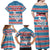 Texas Christmas Family Matching Off Shoulder Maxi Dress and Hawaiian Shirt with Blue and Red Striped Festive Pattern Lone Star and Santa Motif - Wonder Print Shop