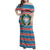 Texas Christmas Family Matching Off Shoulder Maxi Dress and Hawaiian Shirt with Blue and Red Striped Festive Pattern Lone Star and Santa Motif - Wonder Print Shop