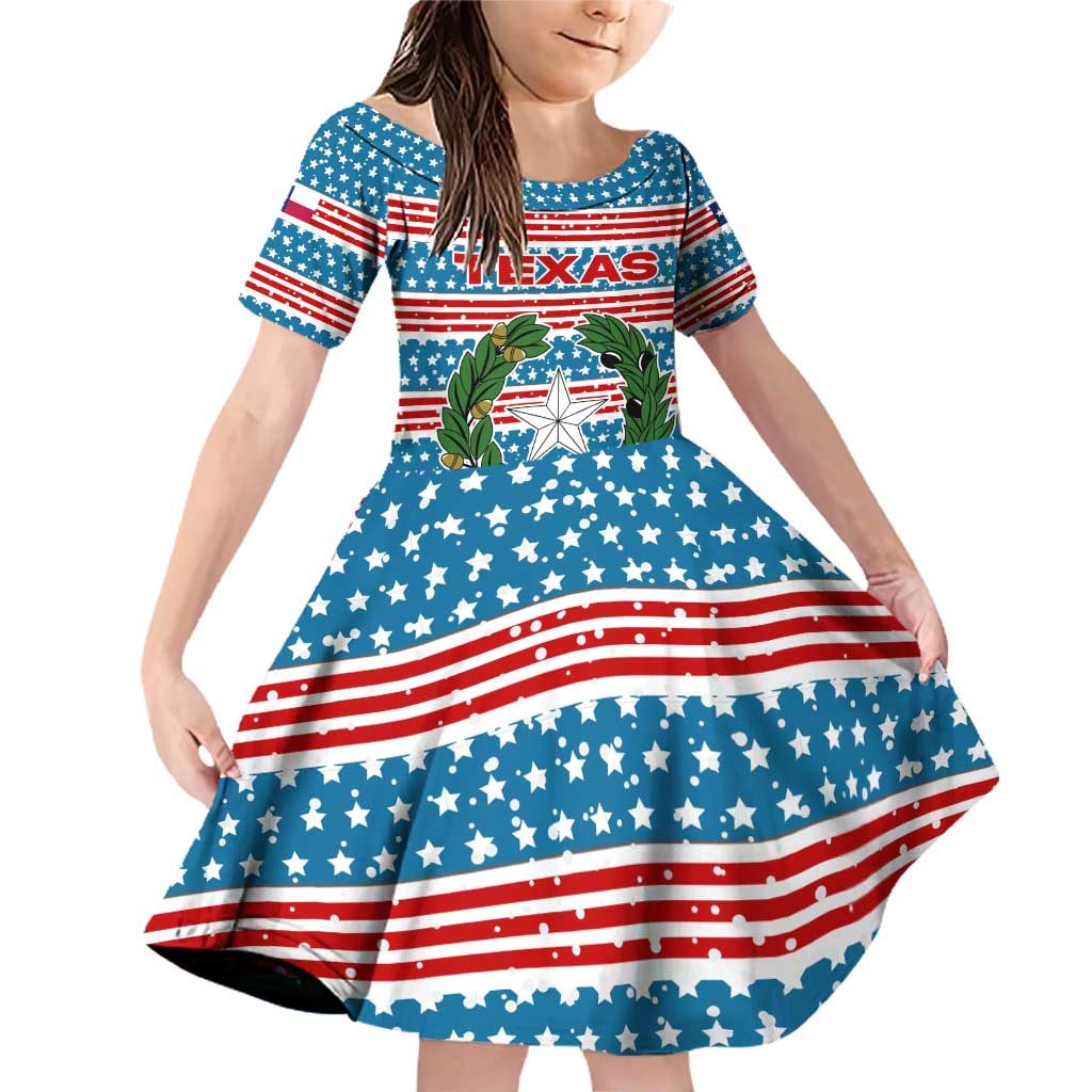 Texas Christmas Family Matching Off Shoulder Short Dress and Hawaiian Shirt with Blue and Red Striped Festive Pattern Lone Star and Santa Motif - Wonder Print Shop
