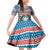 Texas Christmas Family Matching Off Shoulder Short Dress and Hawaiian Shirt with Blue and Red Striped Festive Pattern Lone Star and Santa Motif - Wonder Print Shop