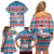 Texas Christmas Family Matching Off Shoulder Short Dress and Hawaiian Shirt with Blue and Red Striped Festive Pattern Lone Star and Santa Motif - Wonder Print Shop