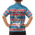 Texas Christmas Family Matching Short Sleeve Bodycon Dress and Hawaiian Shirt with Blue and Red Striped Festive Pattern Lone Star and Santa Motif - Wonder Print Shop
