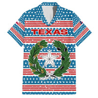 Texas Christmas Family Matching Short Sleeve Bodycon Dress and Hawaiian Shirt with Blue and Red Striped Festive Pattern Lone Star and Santa Motif - Wonder Print Shop
