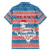 Texas Christmas Family Matching Short Sleeve Bodycon Dress and Hawaiian Shirt with Blue and Red Striped Festive Pattern Lone Star and Santa Motif - Wonder Print Shop