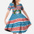 Texas Christmas Family Matching Summer Maxi Dress and Hawaiian Shirt with Blue and Red Striped Festive Pattern Lone Star and Santa Motif - Wonder Print Shop