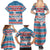 Texas Christmas Family Matching Summer Maxi Dress and Hawaiian Shirt with Blue and Red Striped Festive Pattern Lone Star and Santa Motif - Wonder Print Shop