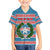 Texas Christmas Family Matching Summer Maxi Dress and Hawaiian Shirt with Blue and Red Striped Festive Pattern Lone Star and Santa Motif - Wonder Print Shop