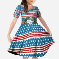 Texas Christmas Family Matching Tank Maxi Dress and Hawaiian Shirt with Blue and Red Striped Festive Pattern Lone Star and Santa Motif - Wonder Print Shop