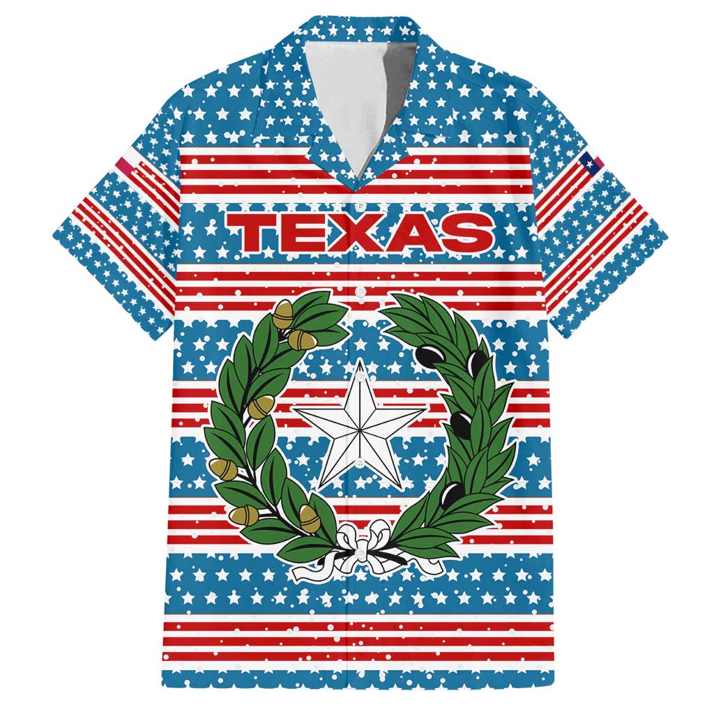 Texas Christmas Family Matching Tank Maxi Dress and Hawaiian Shirt with Blue and Red Striped Festive Pattern Lone Star and Santa Motif - Wonder Print Shop