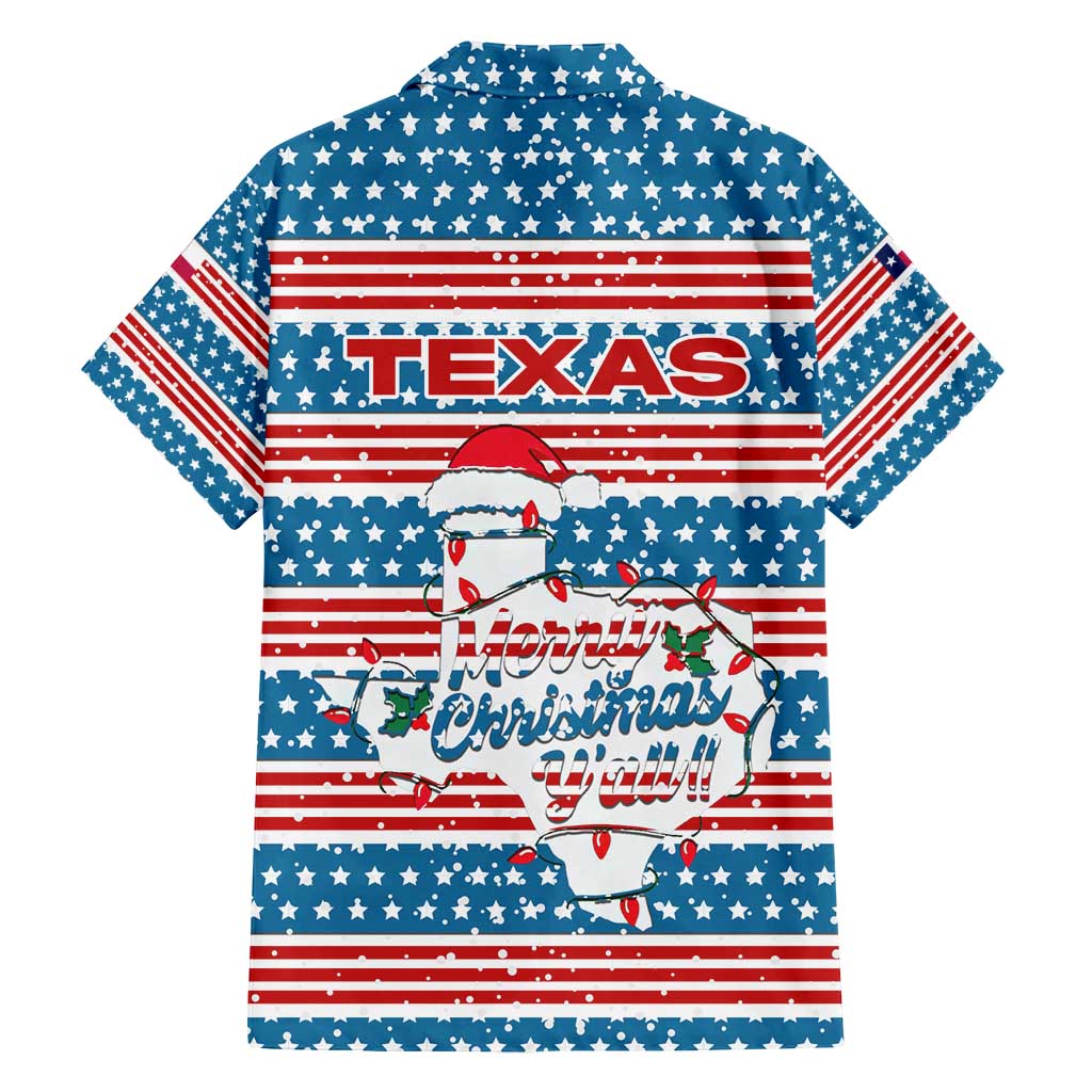 Texas Christmas Family Matching Tank Maxi Dress and Hawaiian Shirt with Blue and Red Striped Festive Pattern Lone Star and Santa Motif - Wonder Print Shop