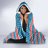 Texas Christmas Hooded Blanket with Blue and Red Striped Festive Pattern Lone Star and Santa Motif - Wonder Print Shop