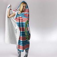 Texas Christmas Hooded Blanket with Blue and Red Striped Festive Pattern Lone Star and Santa Motif - Wonder Print Shop
