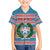 Texas Christmas Kid Hawaiian Shirt with Blue and Red Striped Festive Pattern Lone Star and Santa Motif - Wonder Print Shop