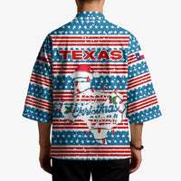 Texas Christmas Kimono with Blue and Red Striped Festive Pattern Lone Star and Santa Motif - Wonder Print Shop