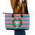 Texas Christmas Leather Tote Bag with Blue and Red Striped Festive Pattern Lone Star and Santa Motif - Wonder Print Shop