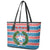 Texas Christmas Leather Tote Bag with Blue and Red Striped Festive Pattern Lone Star and Santa Motif - Wonder Print Shop