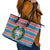 Texas Christmas Leather Tote Bag with Blue and Red Striped Festive Pattern Lone Star and Santa Motif - Wonder Print Shop