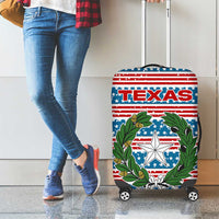 Texas Christmas Luggage Cover with Blue and Red Striped Festive Pattern Lone Star and Santa Motif - Wonder Print Shop