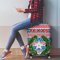 Texas Christmas Luggage Cover with Blue and Red Striped Festive Pattern Lone Star and Santa Motif - Wonder Print Shop