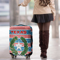 Texas Christmas Luggage Cover with Blue and Red Striped Festive Pattern Lone Star and Santa Motif - Wonder Print Shop